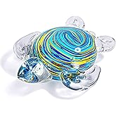 QFkris 6" Hand Blown Glass Sea Turtle Figurine, Crystal Ocean Creatures Statue, Glass Turtle Sculpture for Home Decor, Birthday Present, Valentines Day Gift for Women