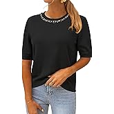 Arach&Cloz Women's Wool Blend Elegant Crew Neck Sweaters for Fall 2025