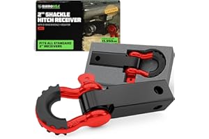 Rhino USA Shackle Hitch Receiver (Fits 2" Receivers) Best Towing Accessories for Trucks, Jeep, Toyota & More - Connect Your R