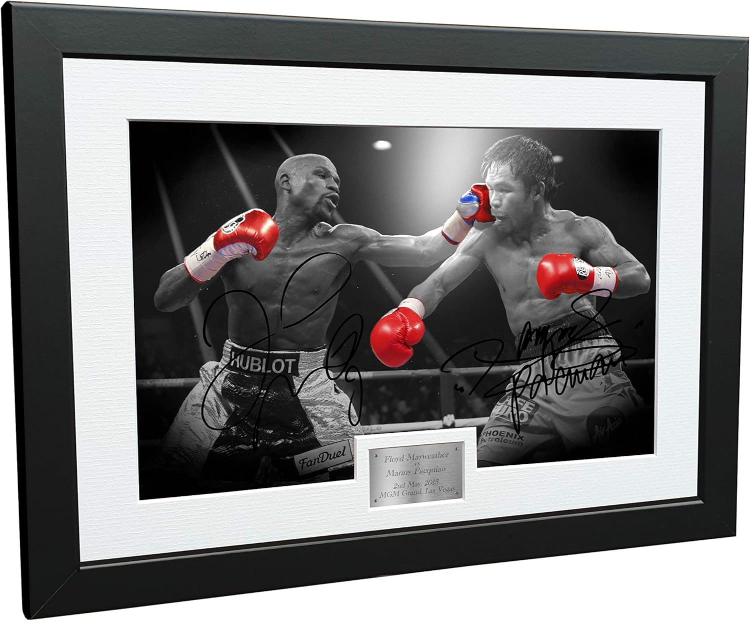 Photographs - Signed 12x8 Black Boxing Floyd Mayweather vs Manny Pacquiao Autographed Photo Photograph Football Picture Frame Gift A4