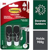 Command Outdoor Black Stainless Steel Wire Hooks 2 Hooks 3 Strips view 2