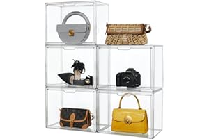 Attelite Purse Organizer for Closet, 5 Pack X-Large Handbags Storage Organizer,Stackable Storage Bins for Collectibles, Cosmetic,Heels