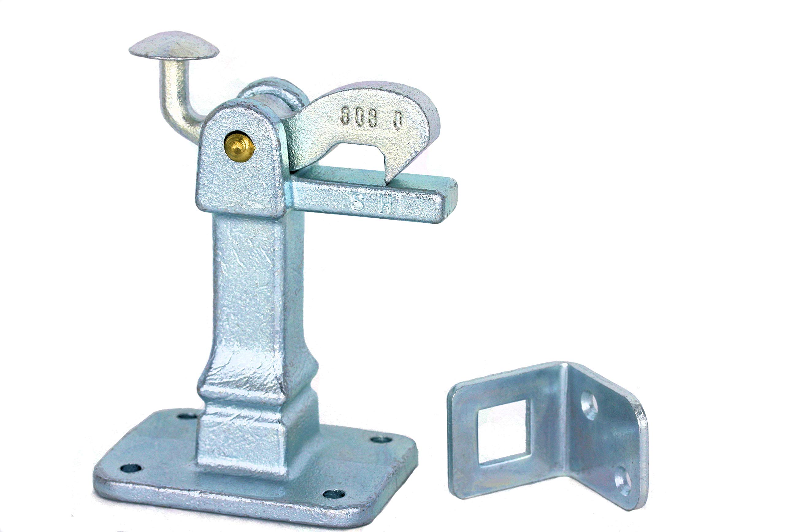 UHRIG Gate Brakes hot-dip Galvanized, Gate Hooks, Door Stoppers, Door Stops, Stops for Garden Doors, Gates, etc. (Brakes with Base Plate)