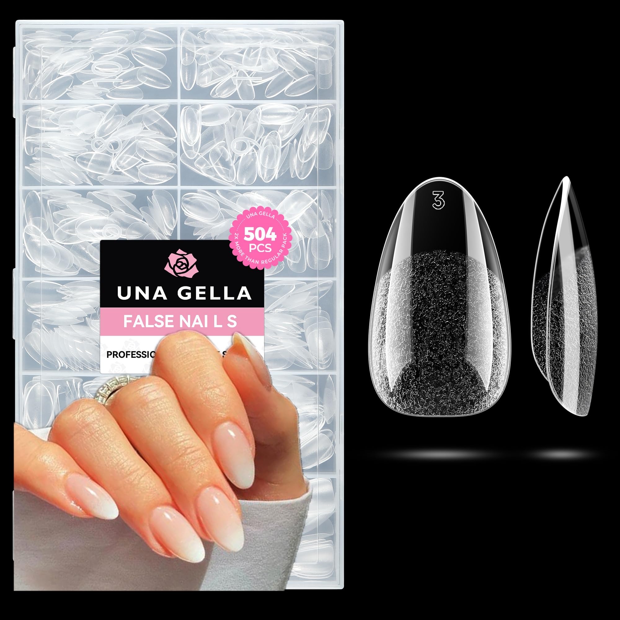 Photo 1 of UNA GELLA Short Oval Almond Fake Nails 504pcs Press on Nails Pre-shape Short Almond Round Gel Nail Tips for Full Cover Acrylic False Nails For Nail Extension Home DIY Salon 12 Sizes False Gelly Tips
