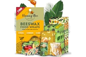 Trifecta Living Co. Versatile Beeswax Wraps,Set of 7-Fresh Food Keeper, Durable & Easily Cleaned, Sustainable Step Towards a Zero-Waste Kitchen, Unique Designs (Honeycomb, Lemon, Tropical Animals)