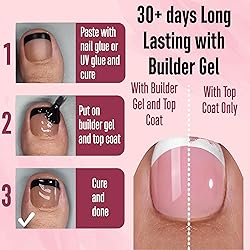 NOVO OVO Fake Toe Nail Tips Press on, Black French