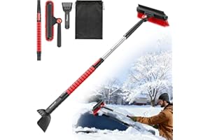 TrySpace All-Around High-Efficiency Cleaning 39 inch Extendable Snow Brush and Ice Scraper with Squeegee, Ice Scrapers for Car Windshield, Truck, SUV Snow Removal Tool, Winter Car Accessories