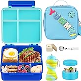 Bento Lunch Box with 10oz Soup Thermo for Kids Insulated Lunch Bag & Foldable Silicone Cup Food Leak Proof Food Container with 5 Compartment for Kid to Shool Travel