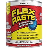 Flex Paste Rubberized Waterproof Sealant Paste, White, Quart, 1-Pack | Super thick rubber paste, fills gaps, cracks, holes, works underwater, paintable, UV resistant, walls, drywall, roof, RV