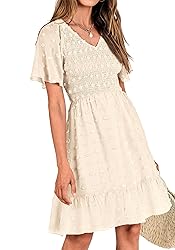 BTFBM Womens Beach Vacation Dress V Neck Short