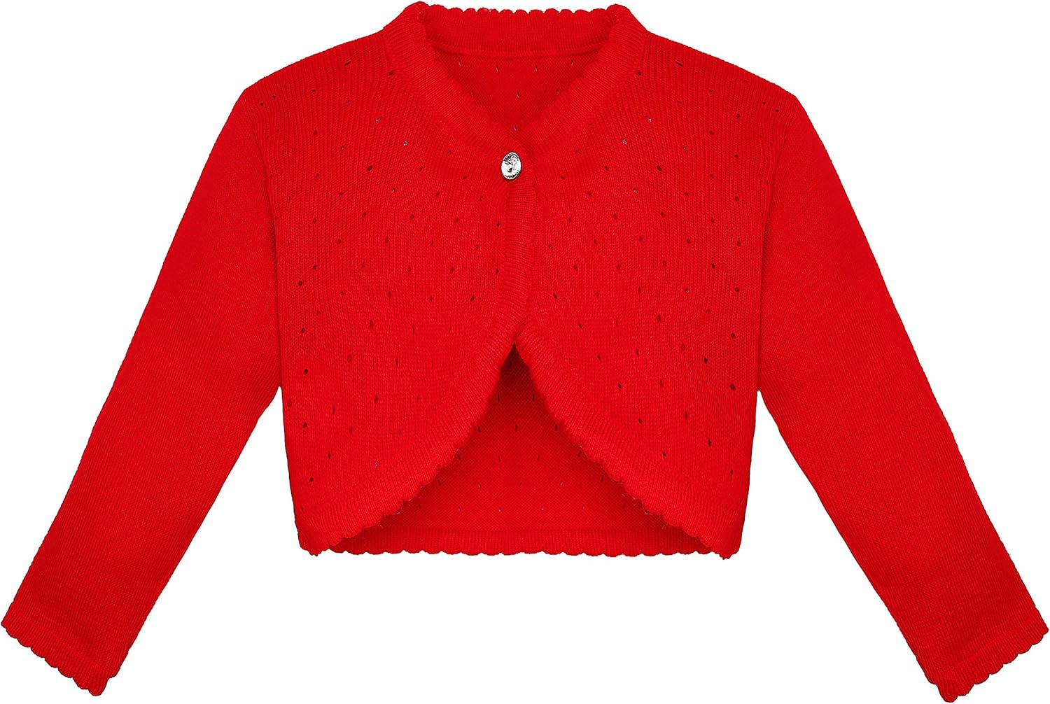 Lilax Baby Girls' Knit Long Sleeve One Button Closure Bolero Shrug: Clothing