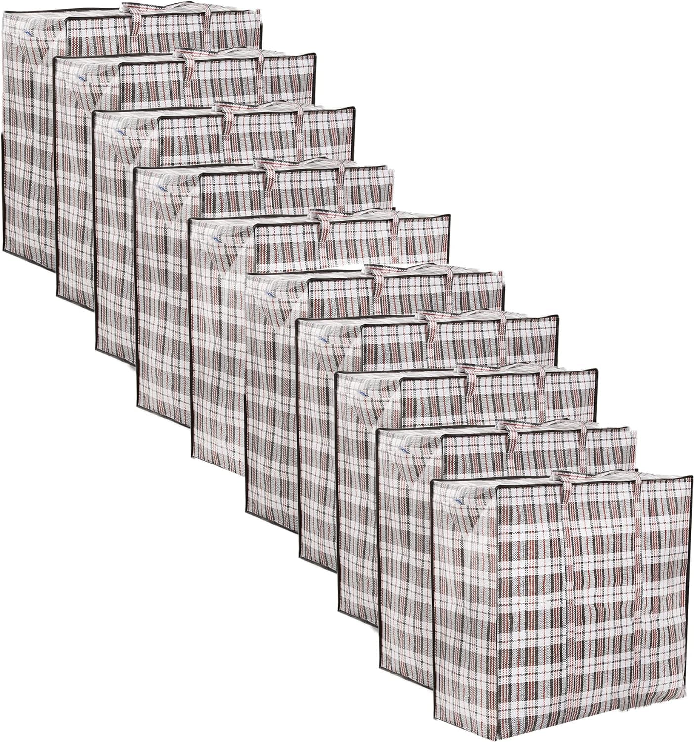 Zuvo Large Laundry Bags with Zip (10-Pack) - Waterproof, Durable, Reusable Storage Solution for Packing, Better than Moving Boxes, 60x50x25 cm