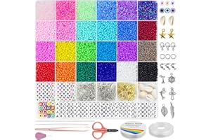 Redtwo 8000 Pcs 3mm Glass Seed Beads for Bracelet Making Kit, Small Beads Friendship Jewelry Making Kit, Tiny Waist Kit with 