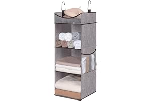 StorageWorks Hanging Closet Organizer, 3-Shelf Shelves with Top Shelf, 12" W x 12" D x 35 ¼"H, Mixing of Brown and Gray