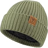 OZERO Knit Beanie Winter Hat, Thermal Thick Polar Fleece Snow Skull Cap for Men and Women