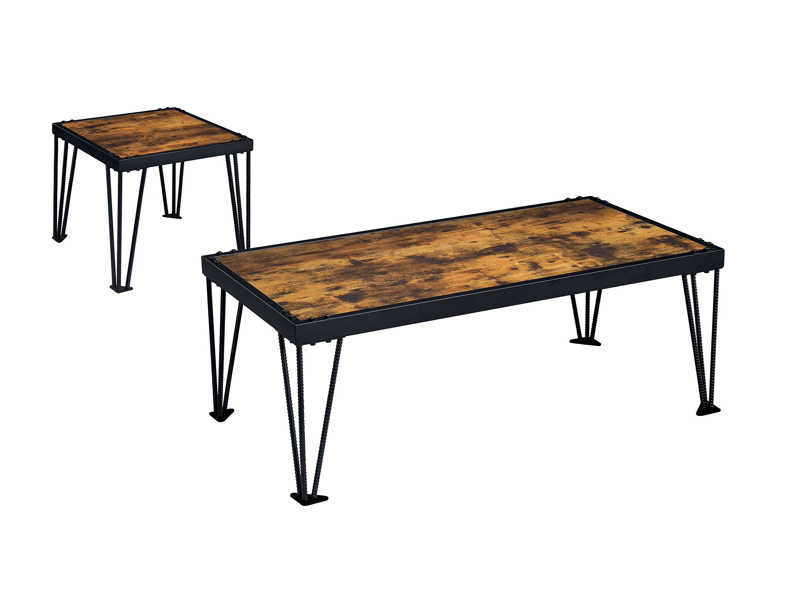 Photo 1 of **INCOMPLETE SET ONLY 1** HOMES: Inside + Out Mally 2 PC Industrial Style Coffee Table Set, Black