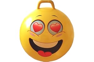 AppleRound Hippity Hoppity Hopball with Ball Pump, 18in/45cm Diameter for Age 3-7, Kangaroo Bouncer, Space Hopper Ball with Handle for Children, Printed Design (Heart)