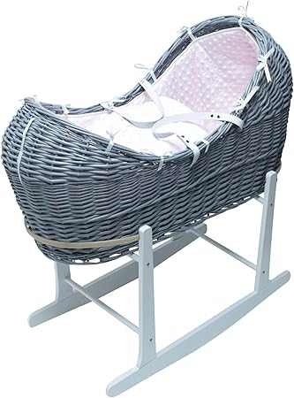 white dimple grey wicker moses basket