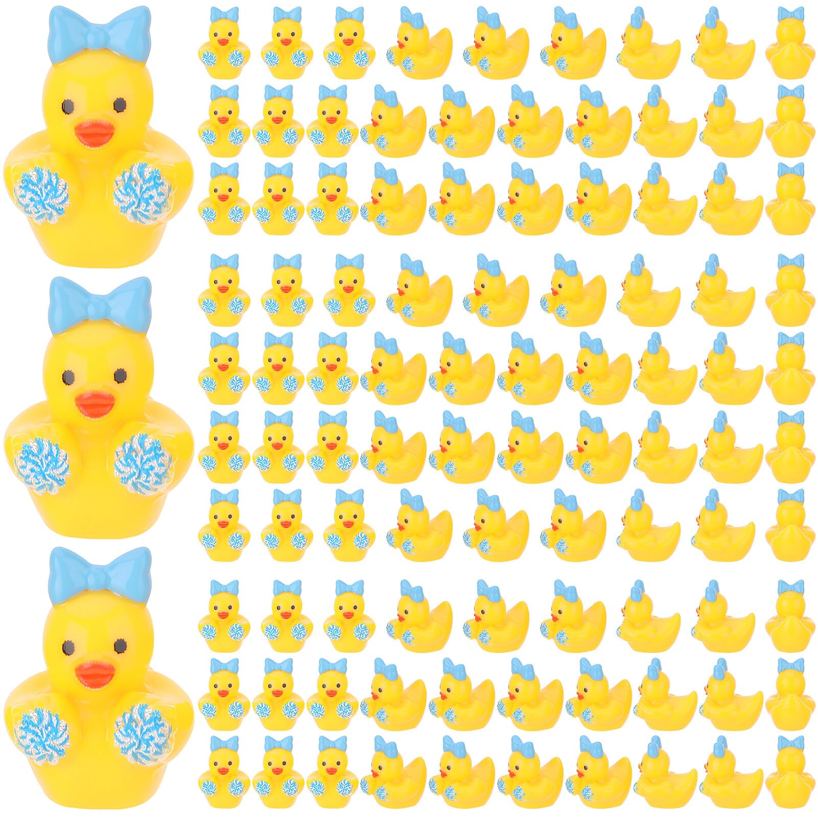 saerryor 100Pcs Mini Resin Ducks Cheer Ducks Yellow Duck Mini Cheer Duck Figurines for party favors,classroom rewards,decorations Easter Egg