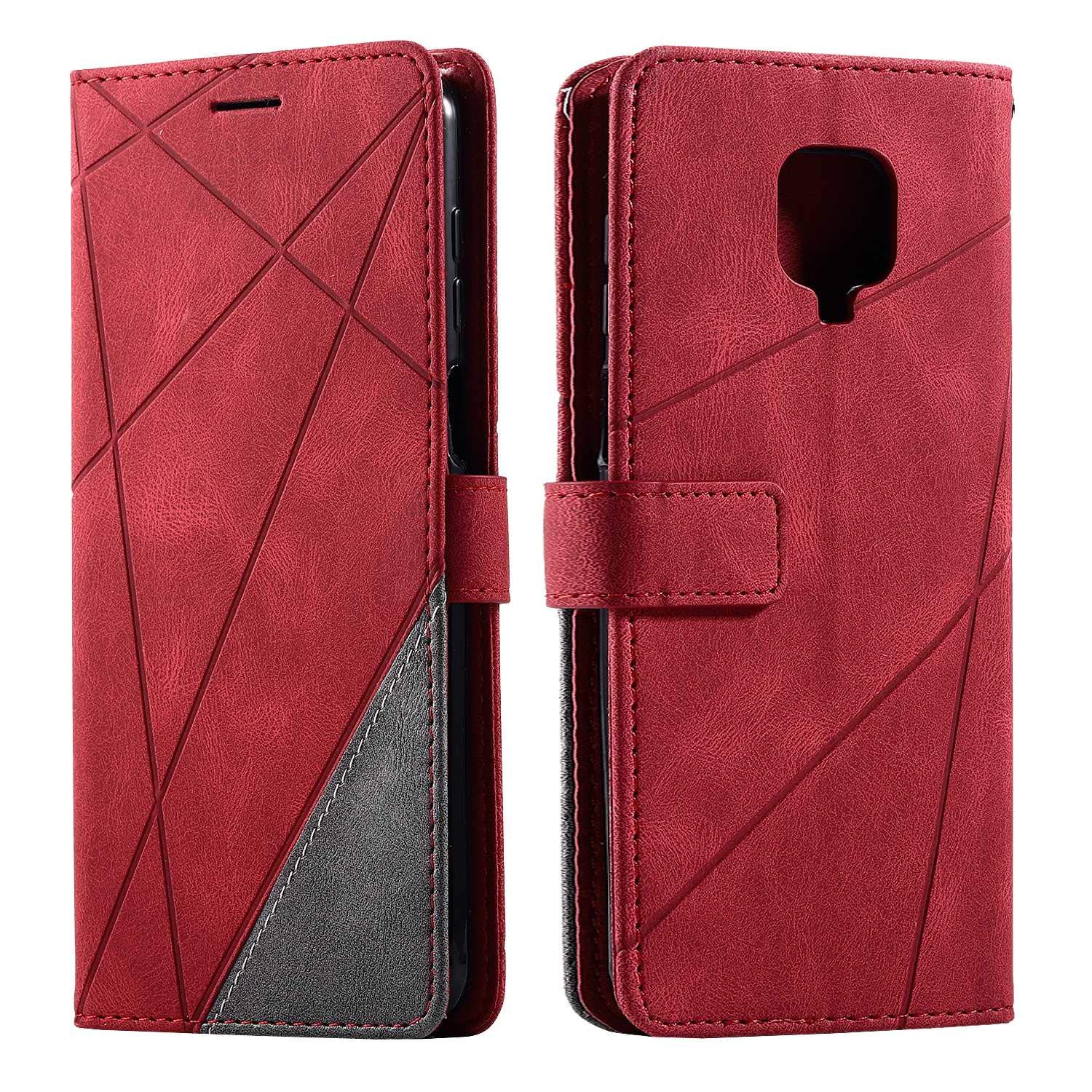 SONWO Case for Xiaomi Redmi Note 9 Pro Case, Premium Leather Flip Wallet Case Magnetic Closure Card Slots Kickstand Phone Case for Xiaomi Redmi Note 9 Pro, Red