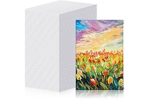 Moinchore 100 Pcs Mini Painting Canvas Panels Art Painting Canvases Panels Cotton Blank White Small Canvas Acid Free Boards for Watercolor Acrylic Oil Paint(4 x 6 Inch)