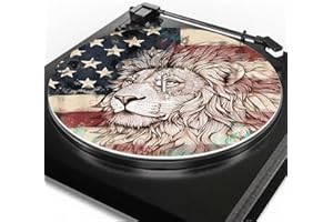 GLENLCWE Lion Slipmatt Felt Disc for Crosley Black Velvet Cloth American Flag Print Turntable Mat Antistatic Flat Phonograph Mat Pad Record Player Slip Mats USA Flag Eagle Pattern