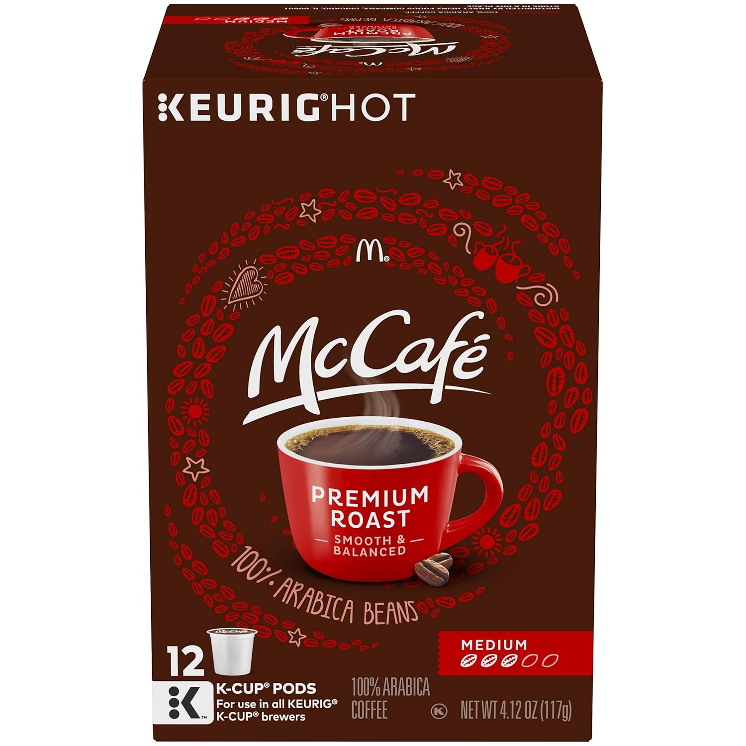 McCafé Premium Medium Roast K-Cup Coffee Pods (72 Pods, 6 Packs of 12), Set of 2