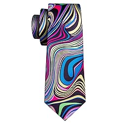 Barry.Wang Men Tie Set Rainbow Abstract Print Silk