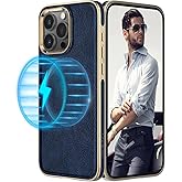 LOHASIC for iPhone 16 Pro Leather Case Compatible with MagSafe, Luxury Soft Magnetic Slim Designer Cover iPhone 16 Pro Phone Case Cover for Men Women, Navy Blue