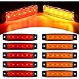 Nilight 10 PCS Amber Red 3.8 Inch 6 LED Side Marker Front Rear Indicator Clearance Lamp for 12V Truck Trailer RV Cab Boat Bus Lorry