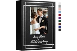 Hiwhy Photo Album 4x6 50 Photos Leather Cover Wedding Photo Albums Extra Large Capacity Picture Book with Beautiful Prints Presents for Wedding Baby Vacation Black
