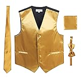 Gioberti Men's Formal 4pc Satin Vest Necktie Bowtie