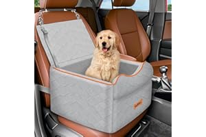 VavoPaw Small Dog Car Seat, Waterproof Dog Booster Seat with Thick Cushion & Safety Leash, Removable Car Back Seat Bed for 1 Small Dogs Under 25lbs, Pet Car Seat for Travel, Gray