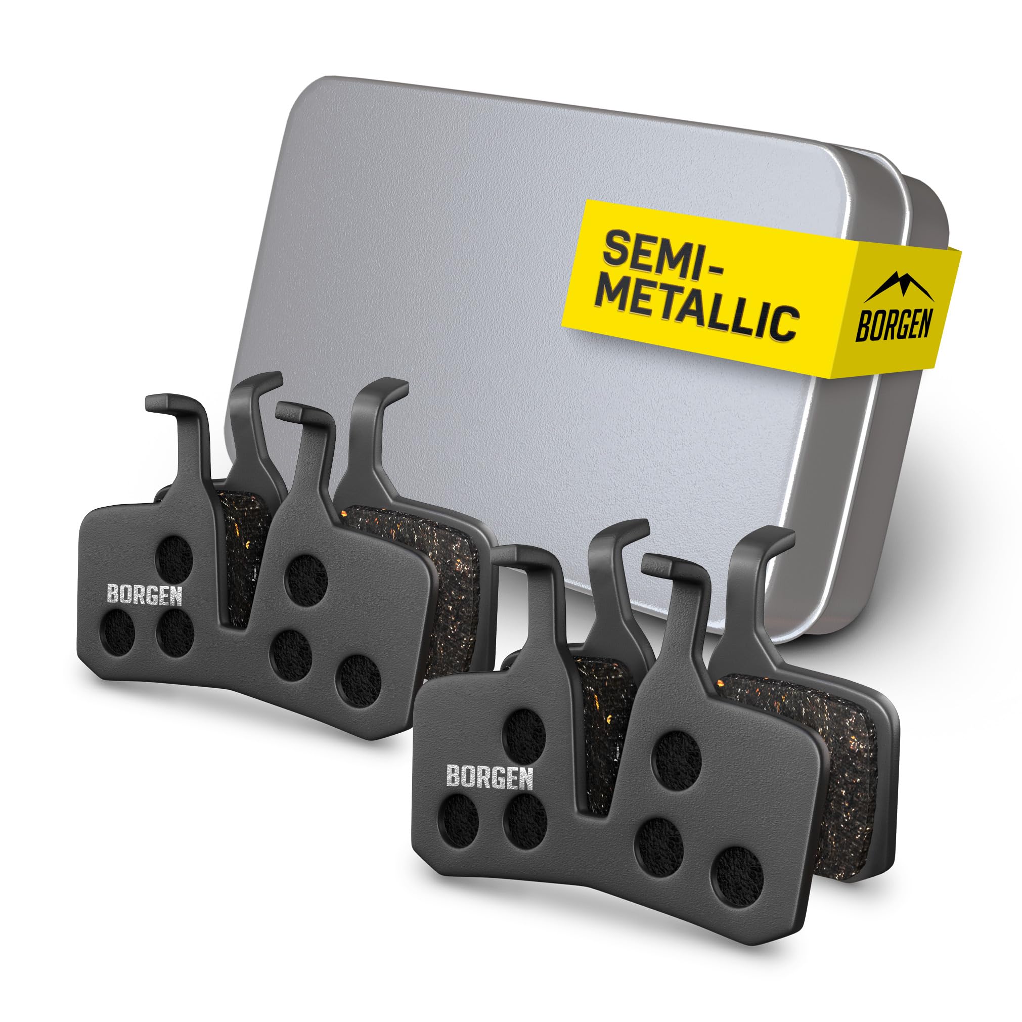 Borgen 2 Pairs of Bicycle Disc Brake Pads - Suitable for MT5, MT7 - Semi-Metallic Compatible with Magura 9 P Brake Pads