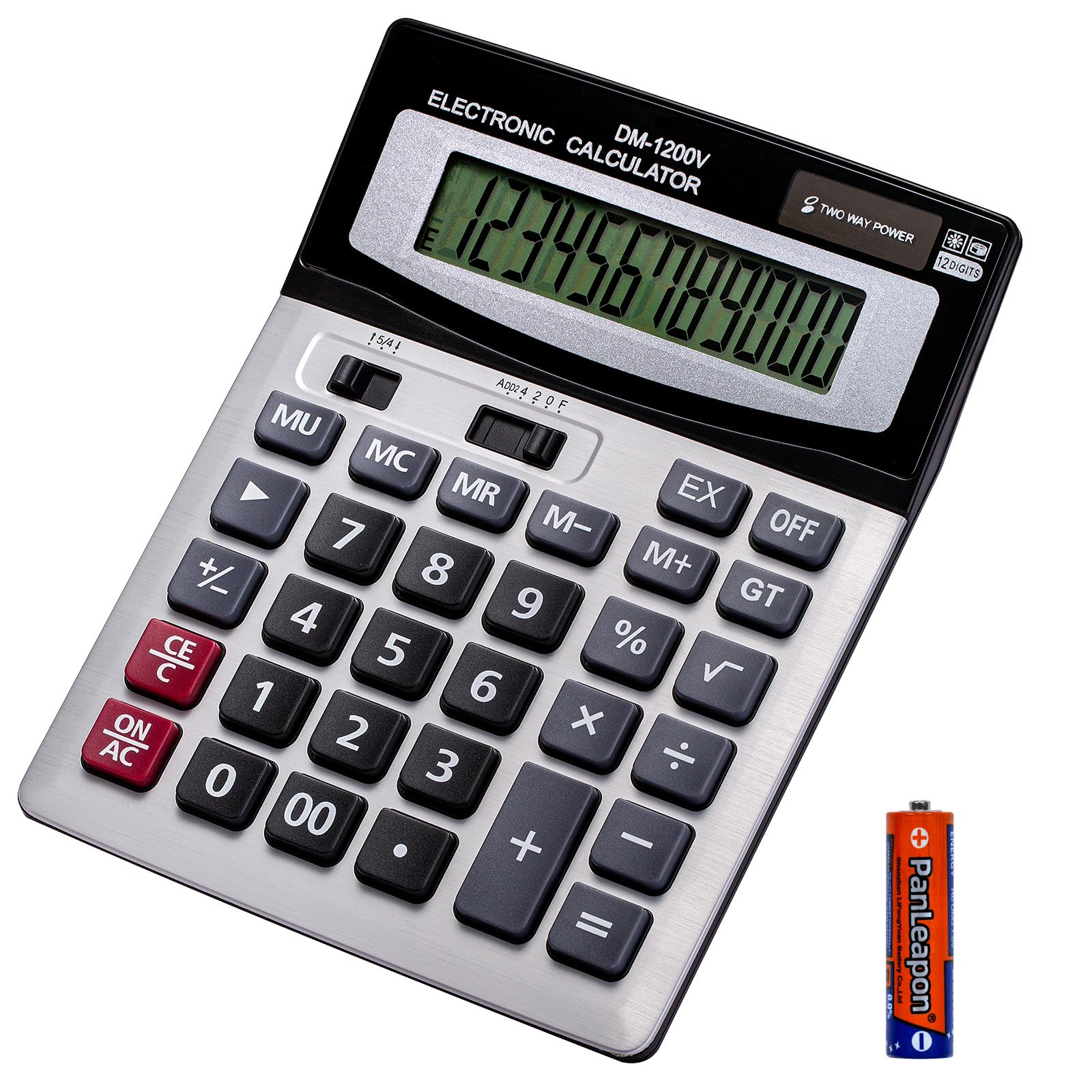 Photo 1 of YEBMoo 12 Digit Desktop Calculator with Large LCD Display and Sensitive Button, Dual Solar Power and Battery, Standard Function for Office (YE1200v)