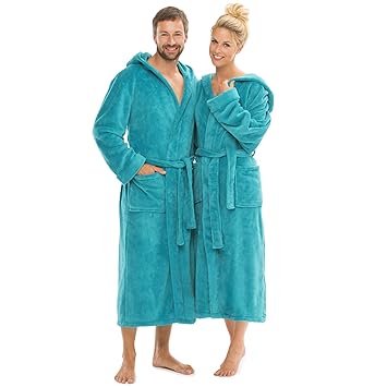 CelinaTex Bademantel mit Kapuze für Damen und Herren, Saunamantel weich und flauschig, Coral-Fleece Morgenmantel Florida 5001