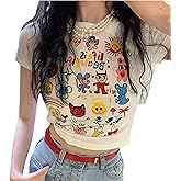 AIDISEN Y2k Aesthetic Tees Baby Tees Women's Graphic Tees Y2k Clothing Aesthetic Top Garbage Clothing Y2k Tops