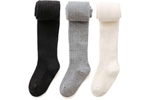 EPEIUS Baby Girl Tights Thick Cable Knit Leggings Seamless Cotton Toddler Girls Stockings School Tights for 2T-12 Years
