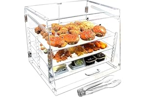 Cityjoy 4 Trays Clear Countertop Bakery Display Case 21.85" x 20.85" x 20.98" Removable Pastry Display Case Acrylic Bread Cabinet with Rear Doors Party Cake Stand Dustproof Dessert Rack