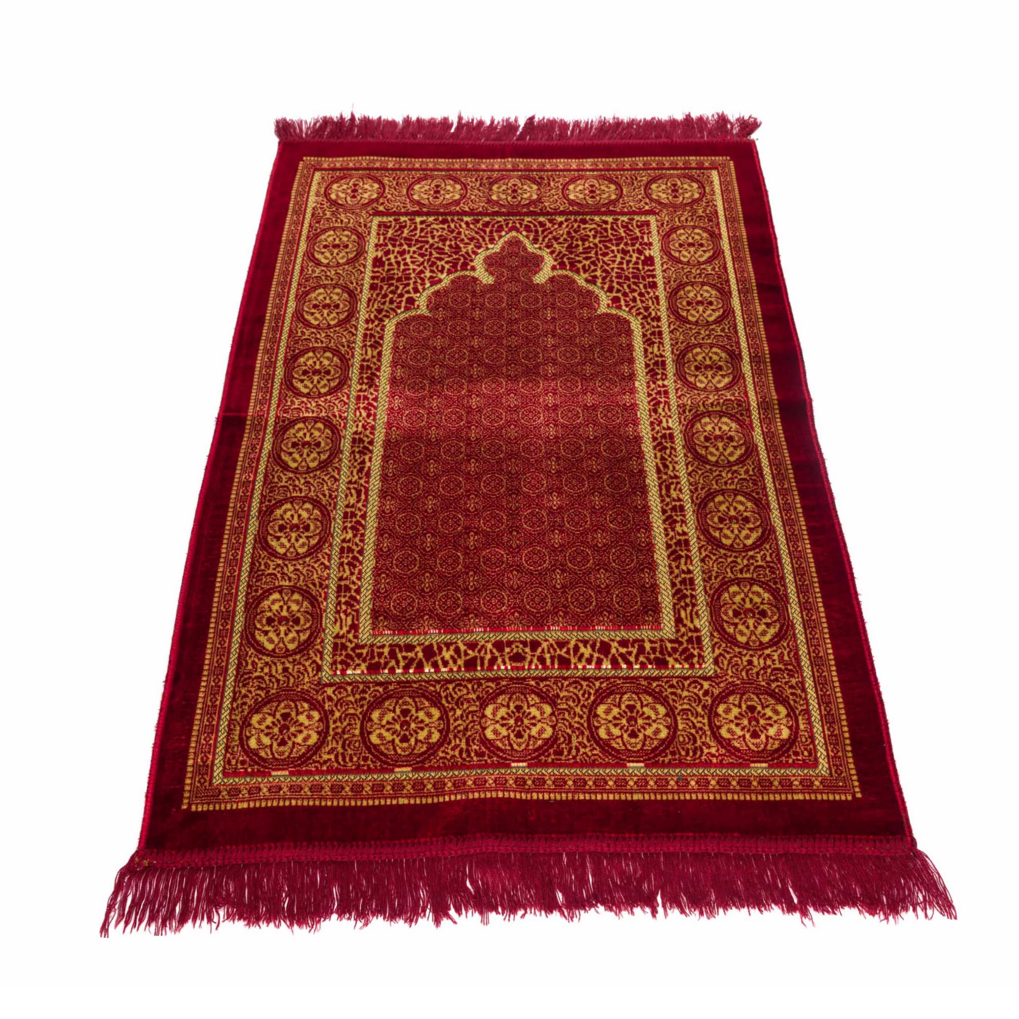 homeart Muslim Prayer Rug, Soft Plush Thin Islamic Prayer Mat, Janamaz, Sajada, Praying Carpet, Islamic Gift for Men & Women, Ramadan Eid Hajj Gift, Medina Pattern, Bordeaux