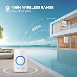 TECKNET Wireless Doorbell 2 Receivers 1300ft IP65 Waterproof 60 Chimes view 4