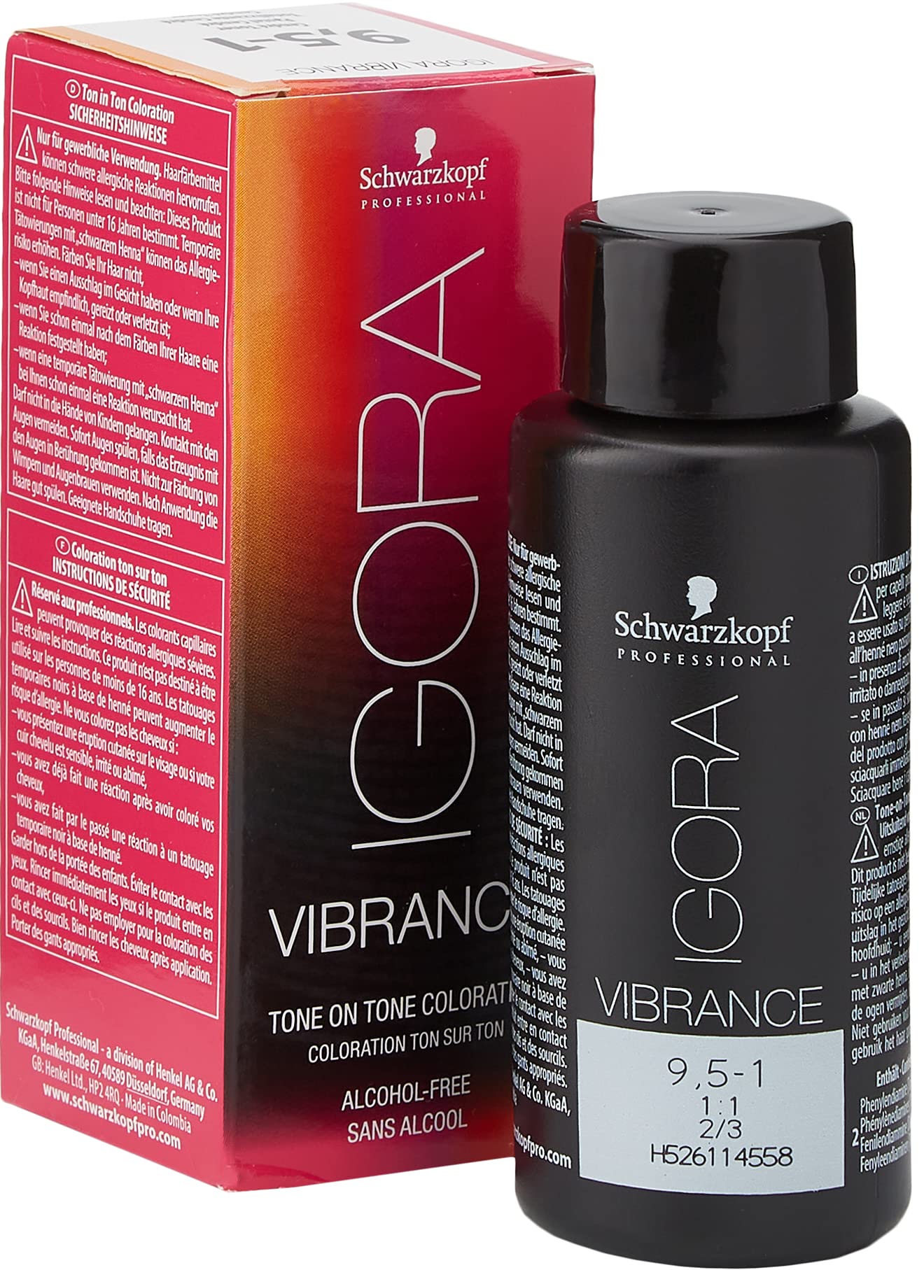 Schwarzkopf Professional Igora Vibrance Tone on Tone Hair Colour, No. 9.5-1 Platinum Blonde Cendré, 60 ml