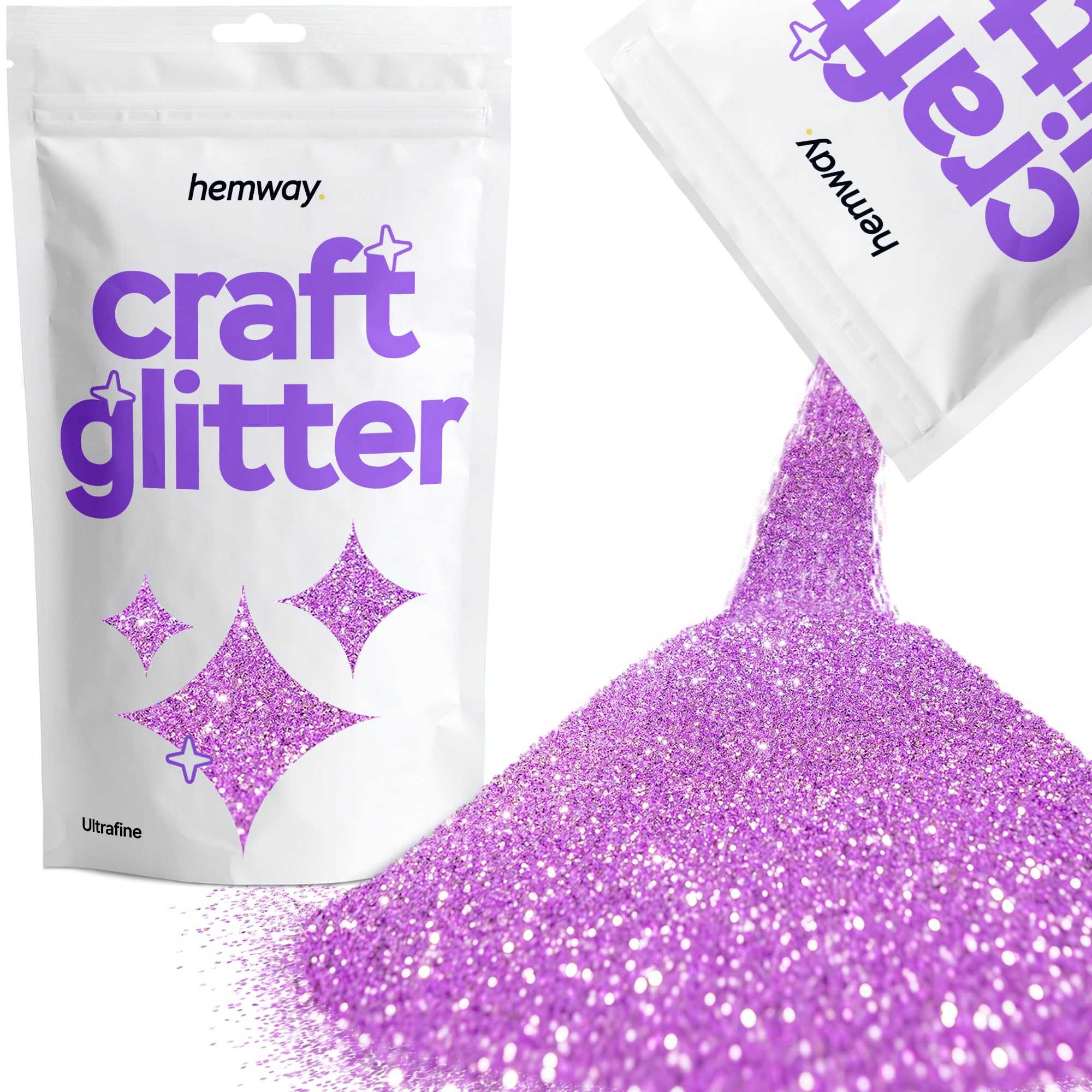 Hemway Craft Glitter Lavender Purple 100g Ultrafine Glitter for Crafts, Resin, Cosmetic, Nail, Face, Body, Festival, Tumblers, Art, Candle, Crafting