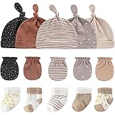 Ruliby Baby Hats Mittens and Socks Set Cotton Newborn Hat Beanie Soft Infant Girls Boys Caps Gloves 0-6 month