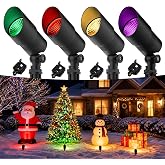 Gardencoin RGBCW Low Voltage Landscape Lighting, Outdoor Spotlights 4 Pack | 11 Color &amp; 5 Modes Color Changing, Die-cast Aluminum, 50,000H, 12V Waterproof Spot Lights for Yard, Tree, Patio, Garden
