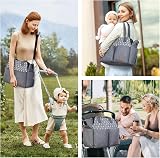 Lekebaby Nappy Changing Bag Satchel Grey Arrow Print Large Capacity view 2