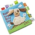 Taggies Touch & Feel Soft Cloth Book with Crinkle Paper and Squeaker, Buddy Dog