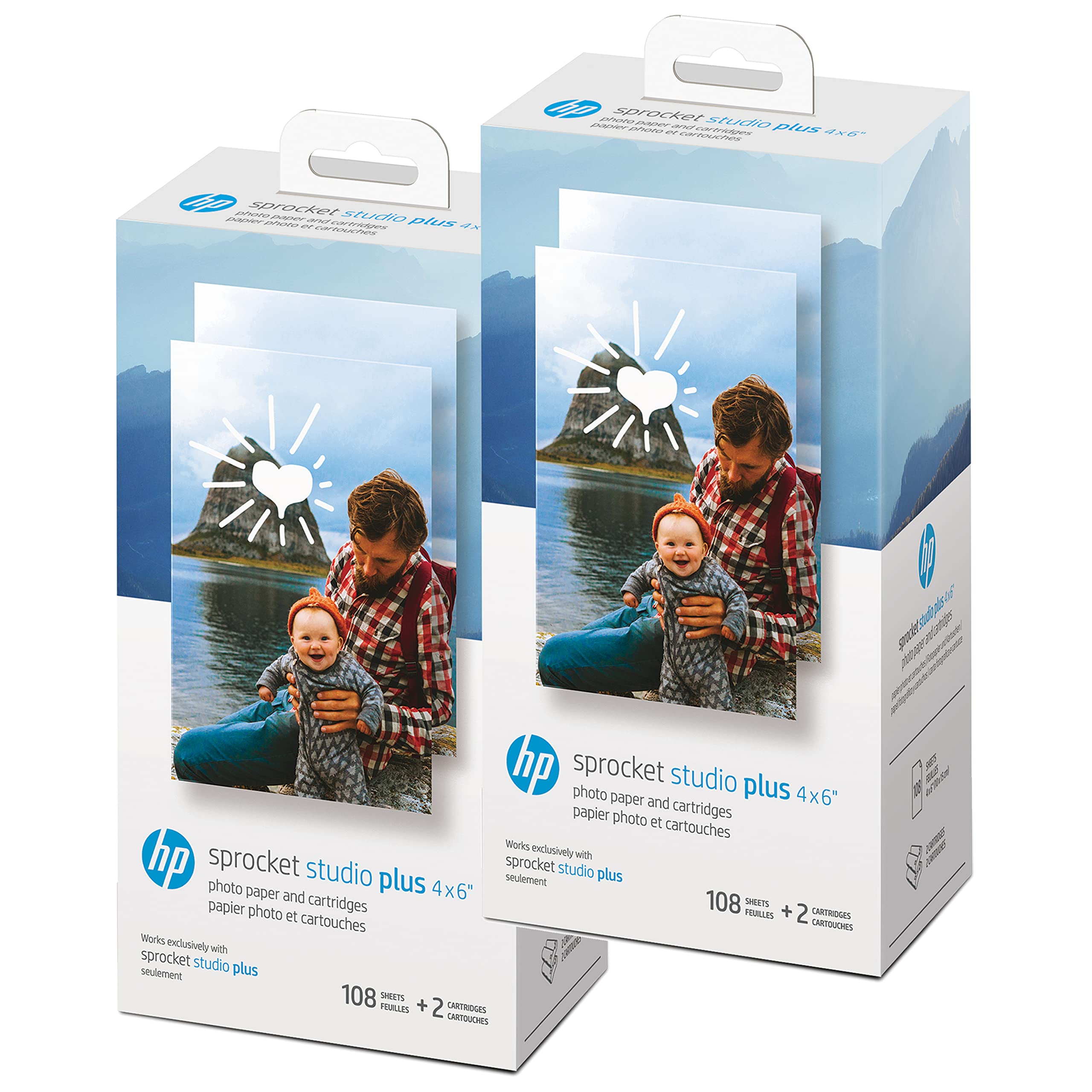 HP Sprocket Studio Plus 4 x 6” Photo Paper and Cartridges (Includes 216 Sheets and 4 Cartridges) – Compatible only with HP Sprocket Studio Plus Printer