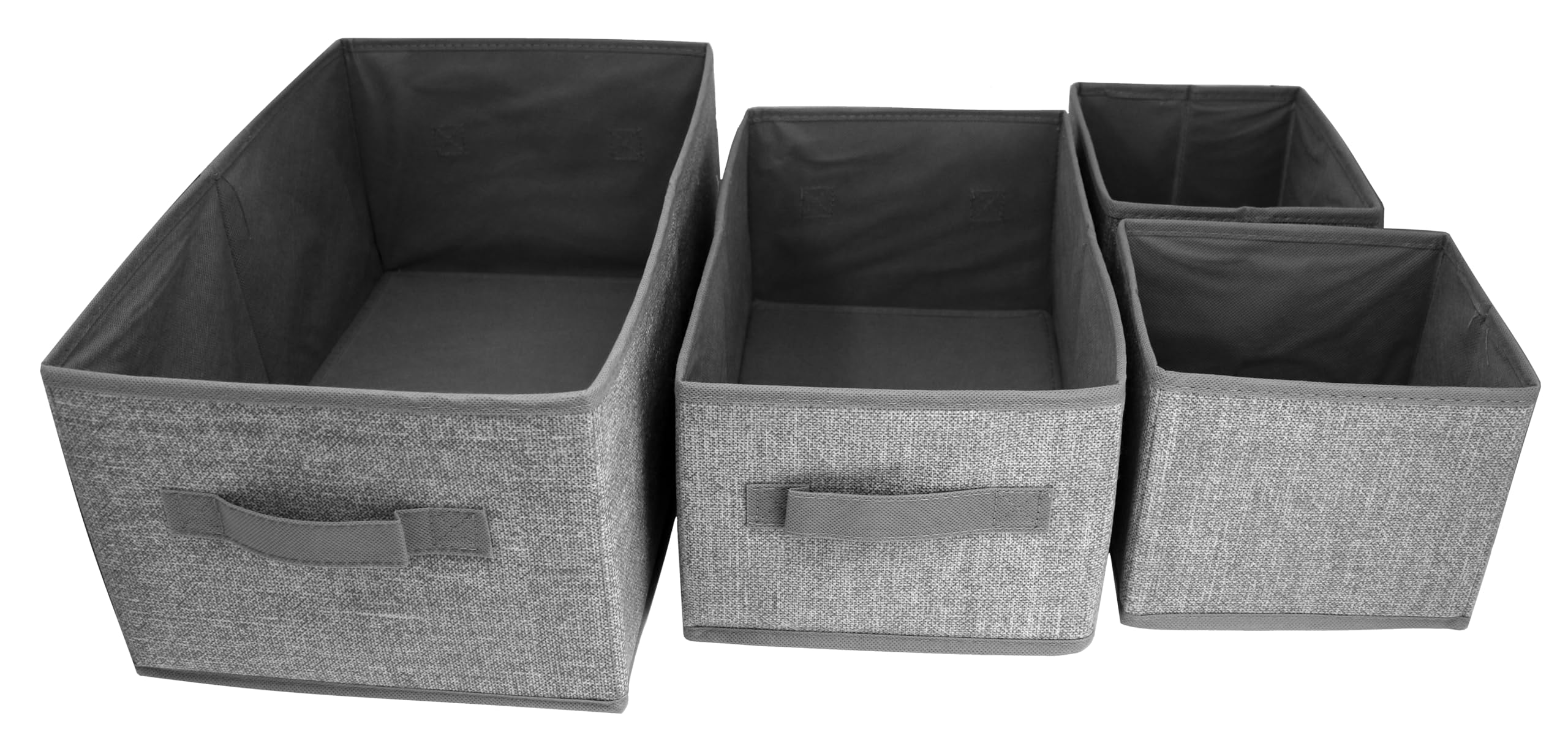 Clay Roberts Storage Baskets, Set of 4, Grey, Foldable Fabric Storage Baskets, Rectangle Basket, Shelves and Wardrobes, Grey Boxes, Box, Unit Cubes