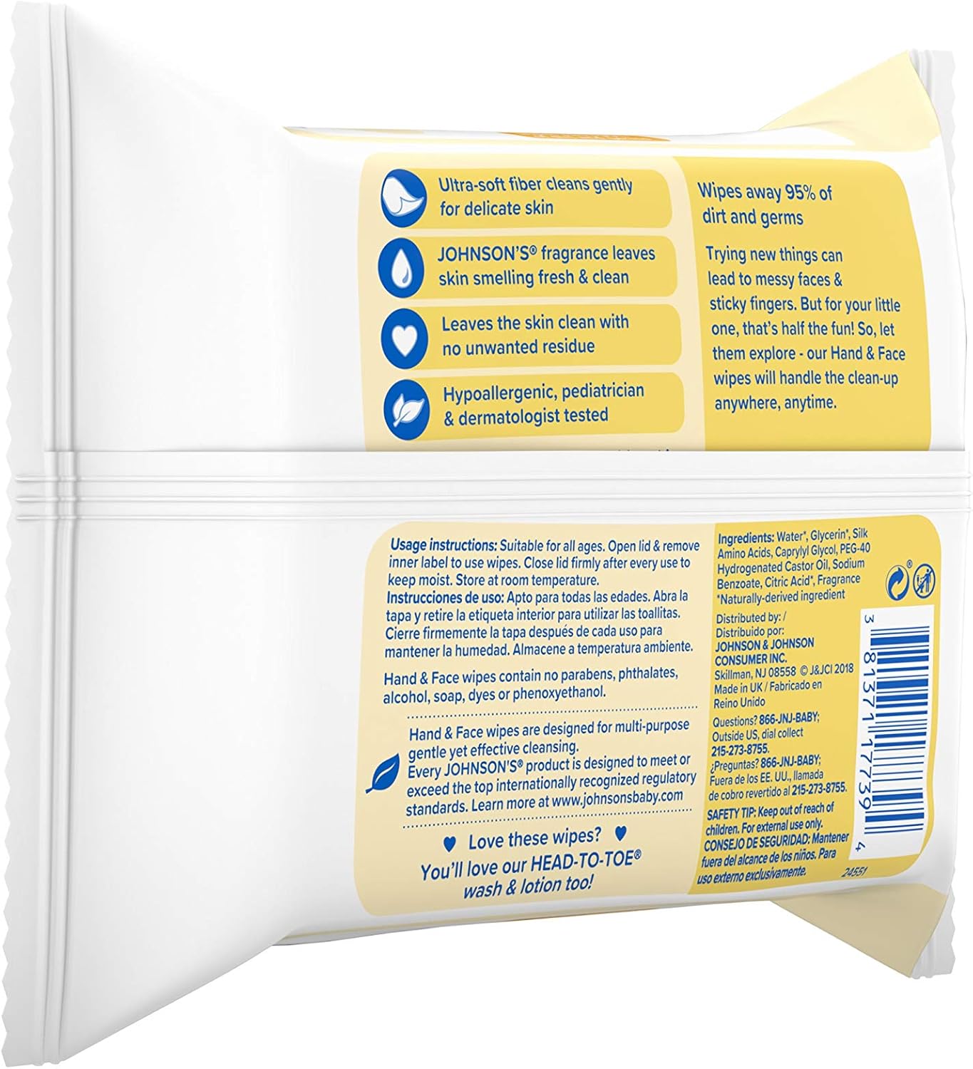 johnson baby face wipes